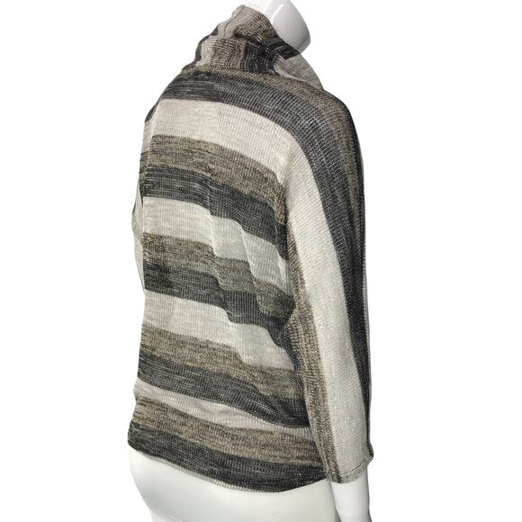 Saks Fifth Ave Blue Womens Size S Cowl Neck Sweater Stripe Dolman Sleeve Light - Picture 8 of 14